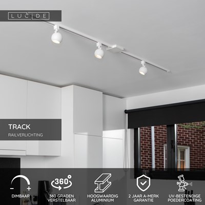 Lucide TRACK FAVORI Railspot - 1-fase Railsysteem / Railverlichting - 1xGU10 - Wit (Uitbreiding)